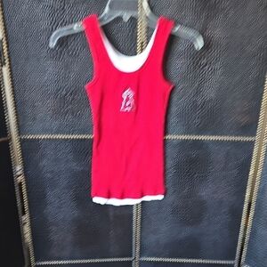 Women’s Red Sleeveless Tank Top with Contrast Trim